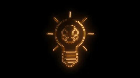 Brainstorming idea concept with glowing lightbulb and brain shape on a blac.. Stock Footage 312329895