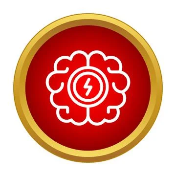 Brainstorming idea concept on red gold button badge Stock Illustration