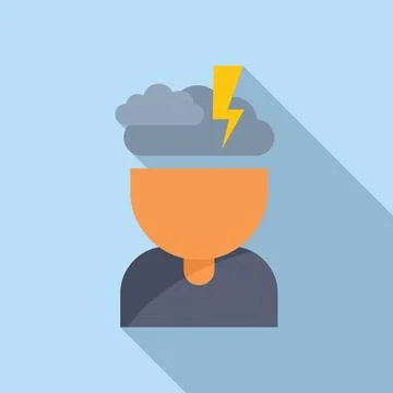 Brainstorming idea person icon flat vector. Coping skills Illustrazione stock