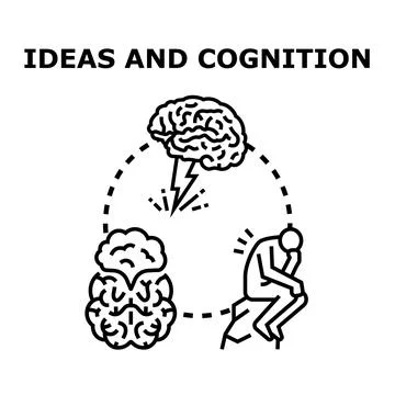 Brainstorming ideas and human cognitive process Stock Illustration