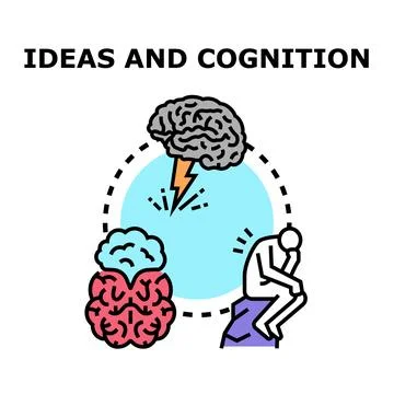 Brainstorming ideas and human cognitive process Stock Illustration