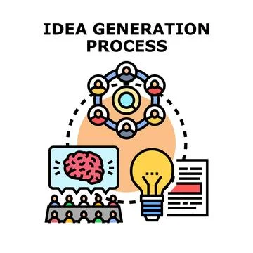 Brainstorming ideas for creative innovation process Stock Illustration