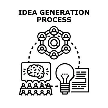 Brainstorming ideas for creative innovation process Stock Illustration