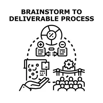Brainstorming ideas process delivering business results Stock Illustration