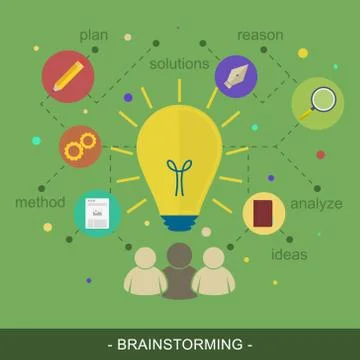 Brainstorming ideas vector illustration flat concept. Stock Illustration