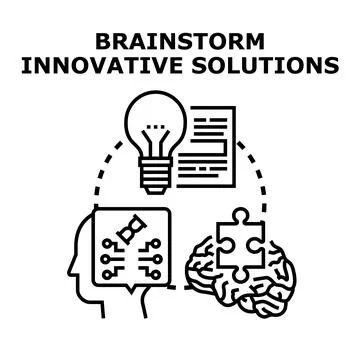 Brainstorming innovation developing new business solutions concept Stock-Illustration