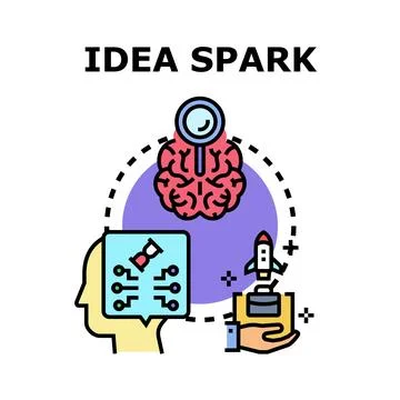 Brainstorming innovation process launching a startup concept Stock Illustration