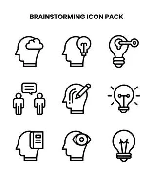 Brainstorming Line Bundle Icons Pack Ilustración de archivo