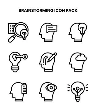 Brainstorming Line Collection Icons Pack Stock Illustration
