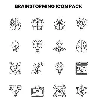 Brainstorming Line Collection Icons Pack Ilustración de archivo