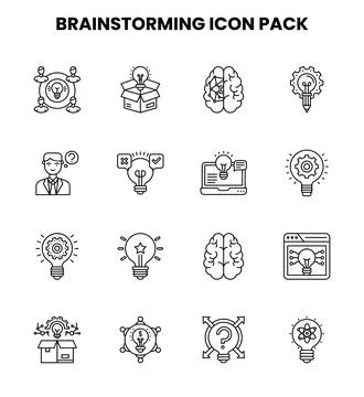 Brainstorming Line Collection Icons Pack Stock Illustration
