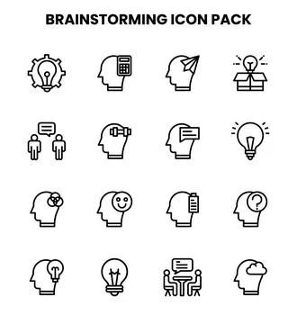 Brainstorming Line Design Icons Pack Stock Illustration