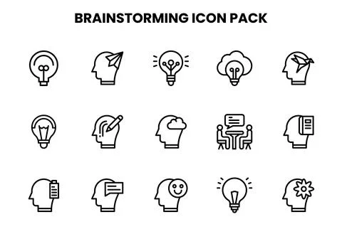 Brainstorming Line Graphics Icons Pack Stock Illustration