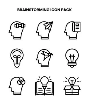 Brainstorming Line Graphics Icons Pack Ilustración de archivo