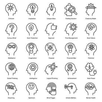 Brainstorming Line Icons Illustrazione stock