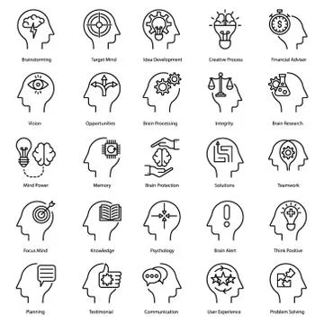 Brainstorming Line Icons Illustrazione stock