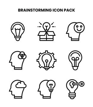 Brainstorming Line Icons Pack 스톡 일러스트