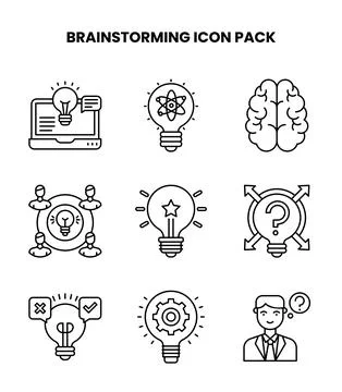 Brainstorming Line Scalable Icons Pack Stock Illustration