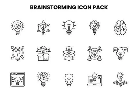 Brainstorming Line Scalable Icons Pack Stock Illustration