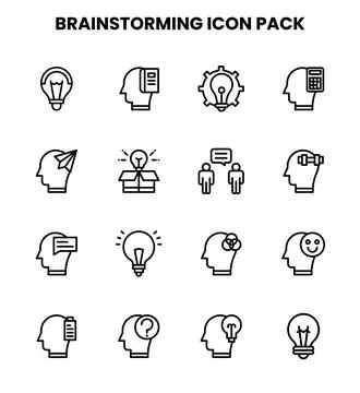 Brainstorming Line Set Icons Pack Ilustración de archivo
