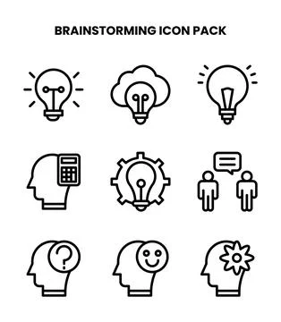 Brainstorming Line UI Icons Pack Ilustración de archivo