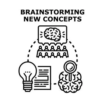 Brainstorming new concepts for creative business solutions Stock Illustration
