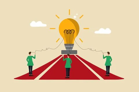 Brainstorming for new idea, teamwork collaboration for business goals Stock Illustration