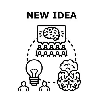 Brainstorming new ideas and creative thinking process 库存插图