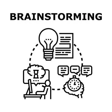 Brainstorming new ideas for problem solving and innovation Stockillustratie