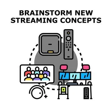 Brainstorming new streaming broadcast production concepts Ilustración de archivo