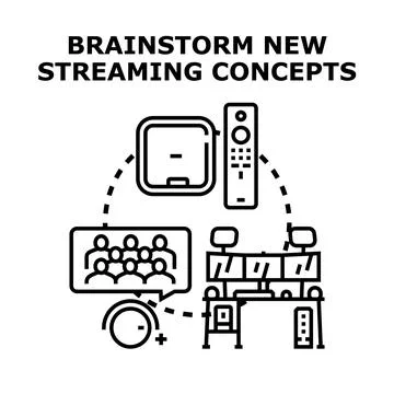 Brainstorming new streaming broadcast production concepts Ilustración de archivo
