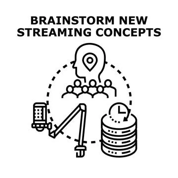 Brainstorming new streaming concepts and creative ideas Stock Illustration