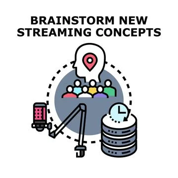Brainstorming new streaming concepts and creative ideas Illustrazione stock