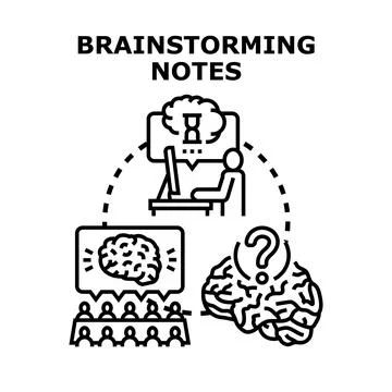 Brainstorming notes generating creative business ideas concept Stock Illustration