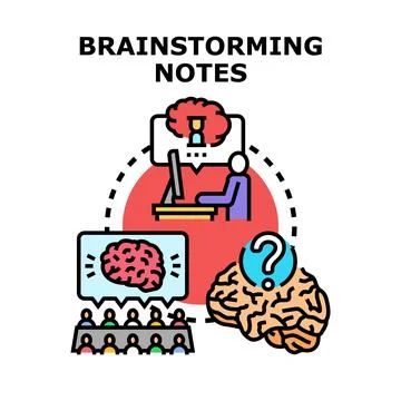 Brainstorming notes generating creative business ideas concept Stock Illustration