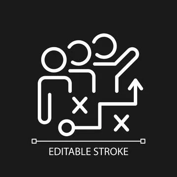 Brainstorming pixel perfect white linear icon for dark theme Stock Illustration