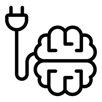 Brainstorming plug icon, outline style Illustrazione stock