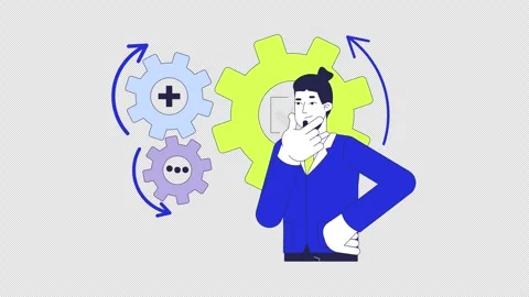 Brainstorming problem solving 2D animation Stock Footage 299819086