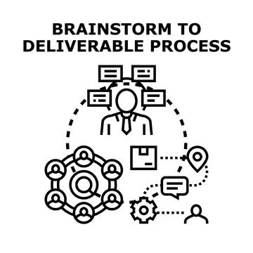 Brainstorming process delivering project results from team collaboration 스톡 일러스트