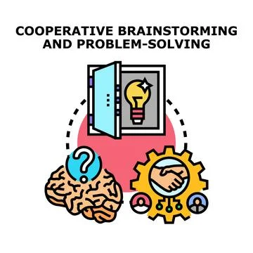 Brainstorming process finding solutions through cooperation Stock Illustration