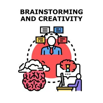 Brainstorming process generating creative ideas and innovation Illustrazione stock