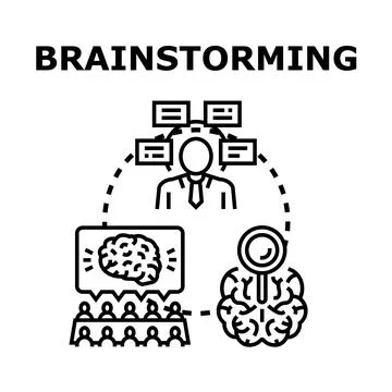 Brainstorming process generating creative ideas and solutions Stock Illustration