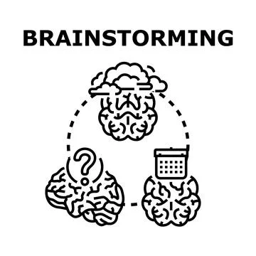 Brainstorming process generating ideas and solving problems Stock Illustration