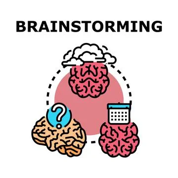 Brainstorming process generating ideas and solving problems Stock Illustration