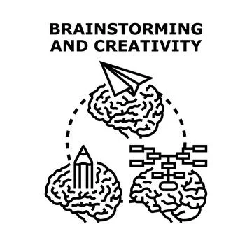 Brainstorming process generating new creative business ideas イラスト素材
