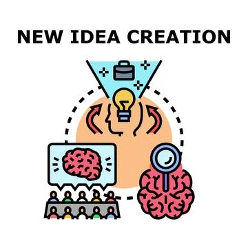 Brainstorming process generating new idea concepts Stock-Illustration
