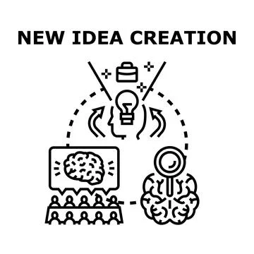 Brainstorming process generating new idea concepts Illustrazione stock