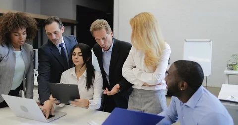 Brainstorming Process Of Mix Race Business People Group Im Modern Office Stock Footage
