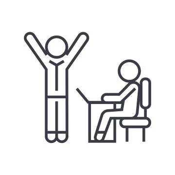 Brainstorming process in work team linear icon, sign, symbol, vector on isolated Stock Illustration