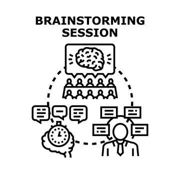 Brainstorming session generating creative business ideas Stock Illustration